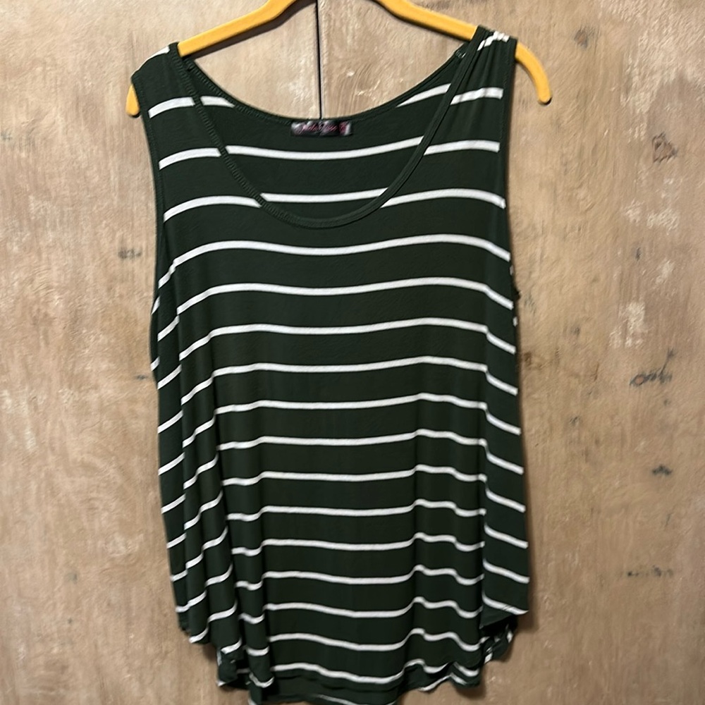 Green/Cream dressy tank top